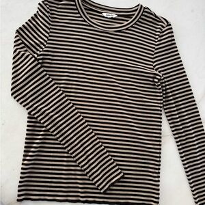 Splendid Black and Tan Striped Long Sleeve Tee